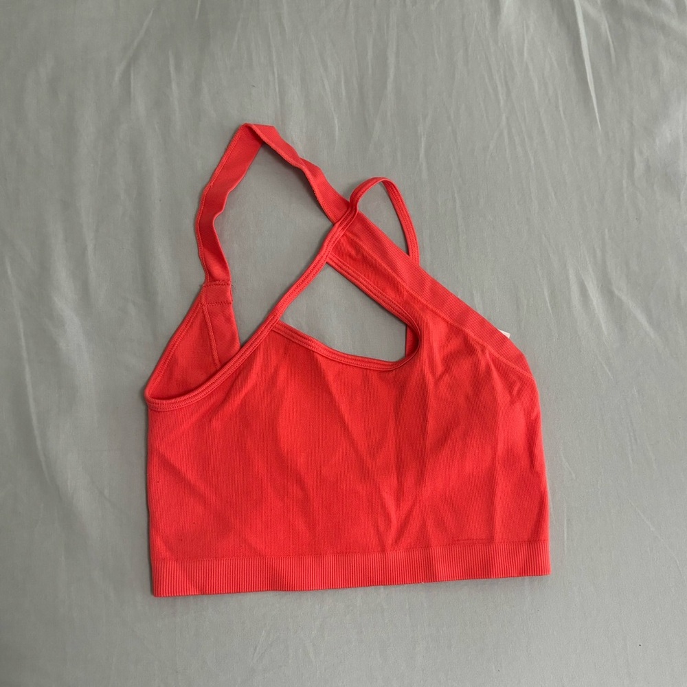 Neon coral/pink asymmetrical tank top
